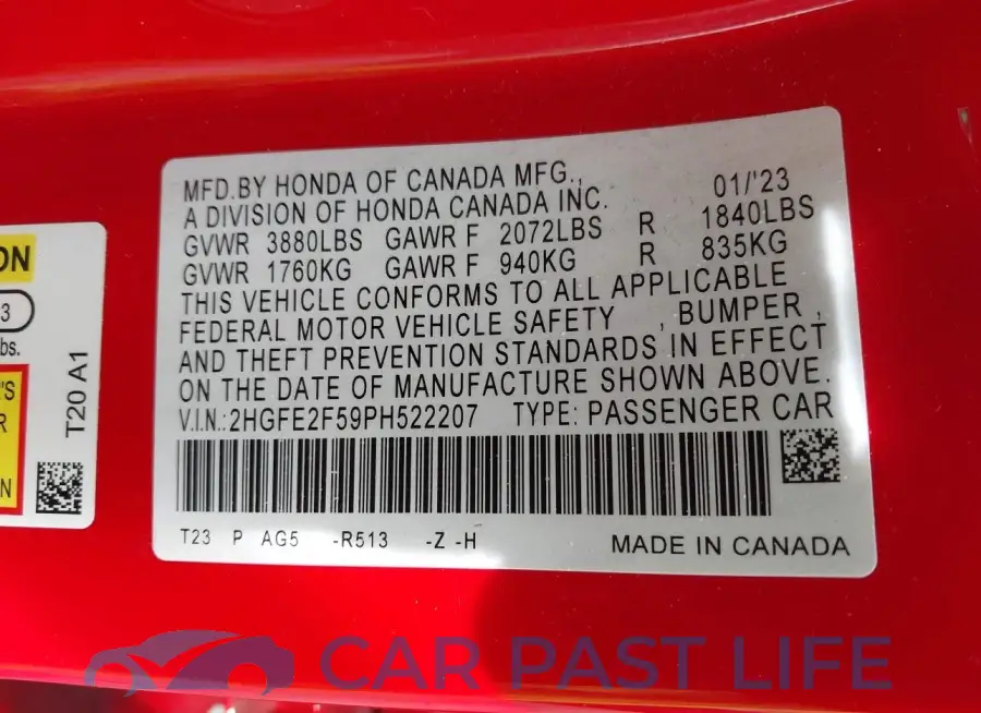 2HGFE2F59PH522207# 9