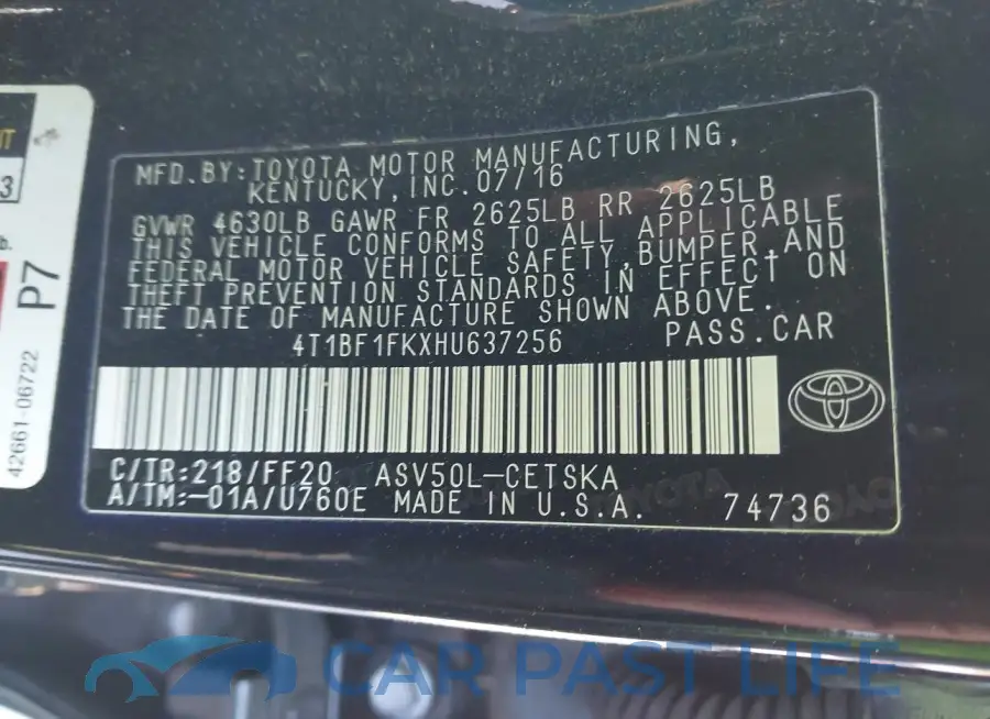 4T1BF1FKXHU637256# 9