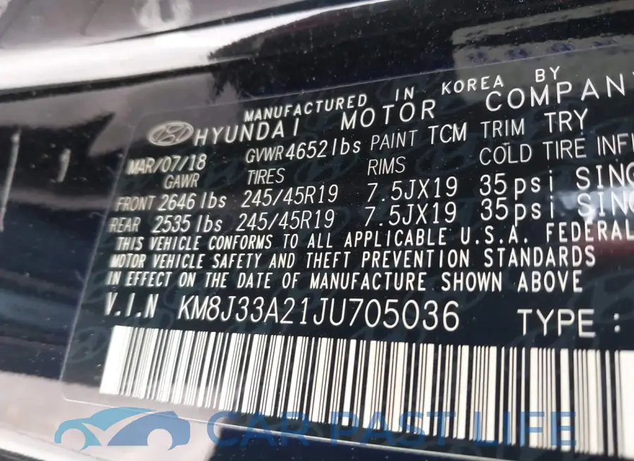 KM8J33A21JU705036# 9