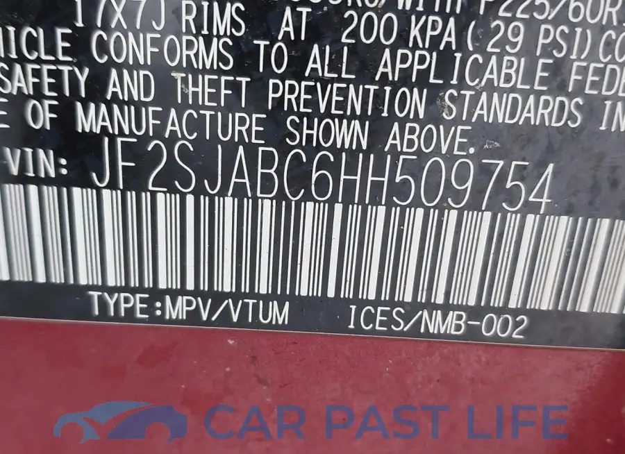 JF2SJABC6HH509754# 9