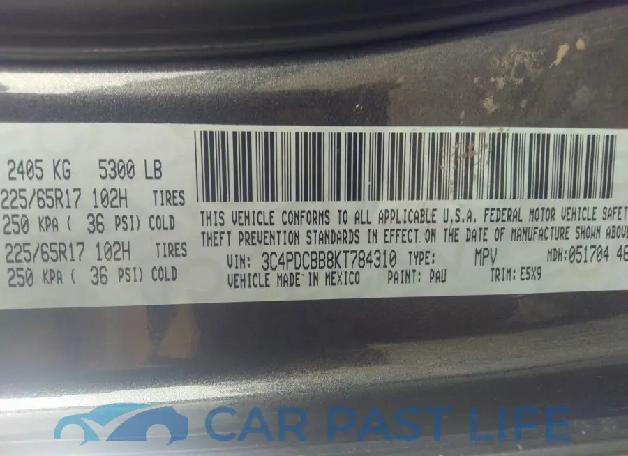 3C4PDCBB8KT784310# 9