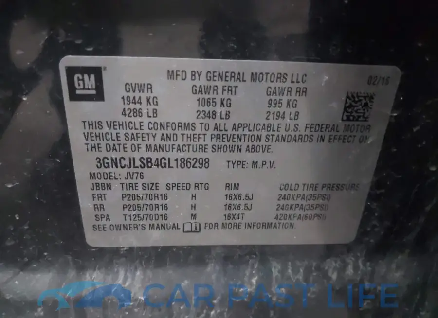 3GNCJLSB4GL186298# 9