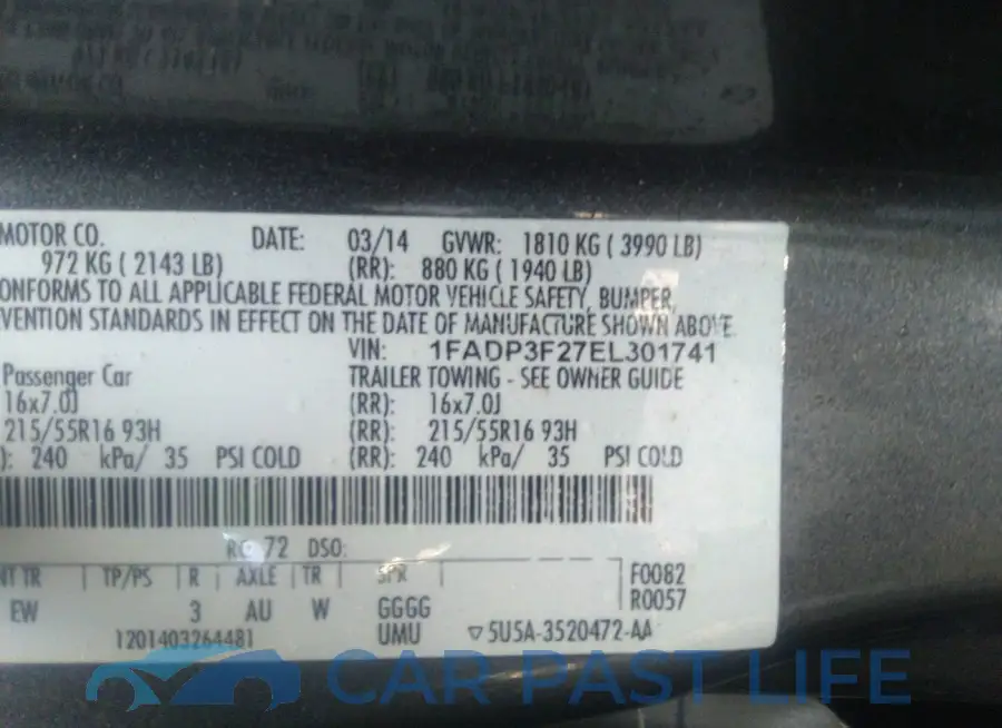 1FADP3F27EL301741# 9