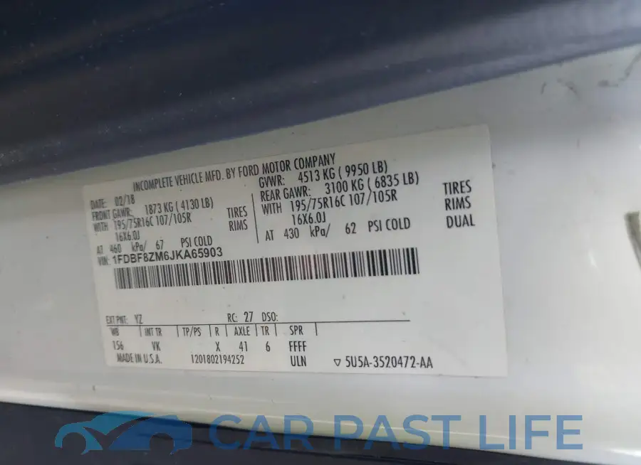 1FDBF8ZM6JKA65903# 9