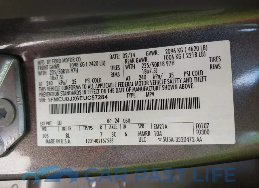 1FMCU0JX6EUC57284# 9