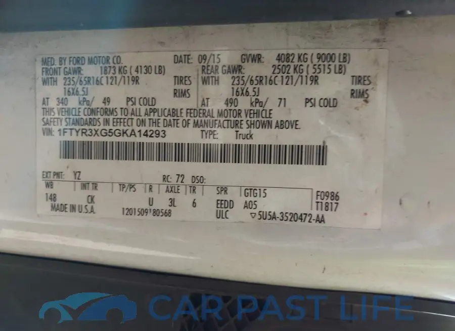 1FTYR3XG5GKA14293# 9