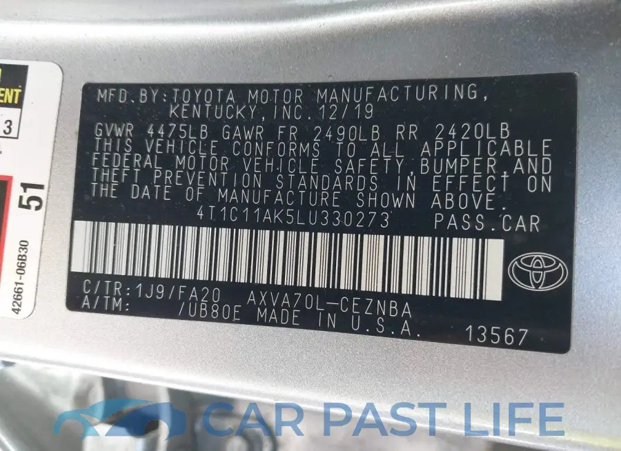 4T1C11AK5LU330273# 9