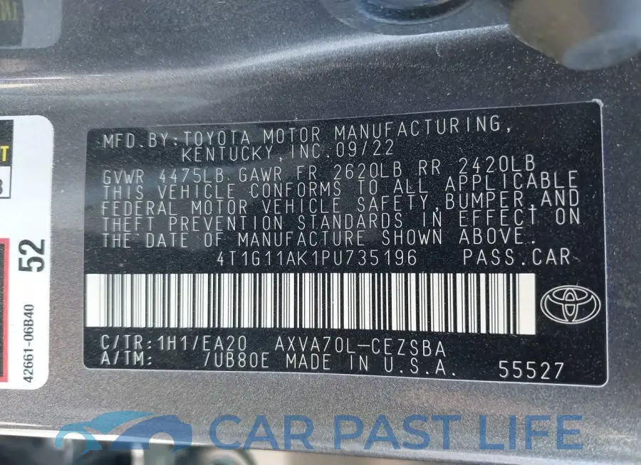 4T1G11AK1PU735196# 9