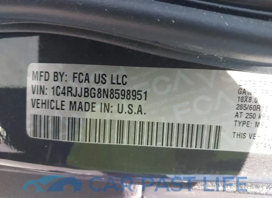 1C4RJJBG8N8598951# 9
