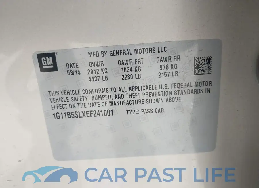1G11B5SLXEF241001# 9