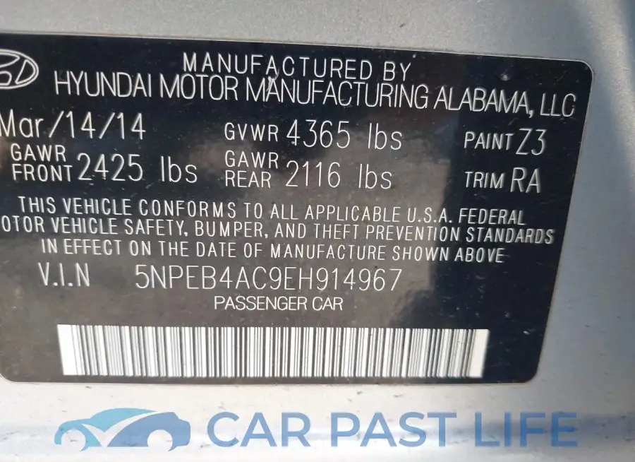 5NPEB4AC9EH914967# 9