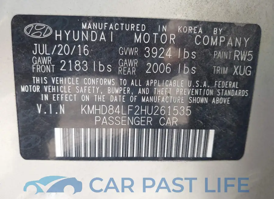 KMHD84LF2HU261535# 9