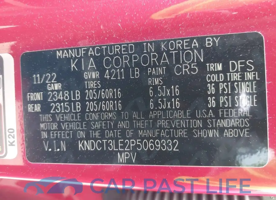 KNDCT3LE2P5069332# 9