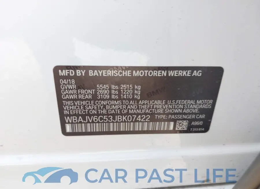 WBAJV6C53JBK07422# 9