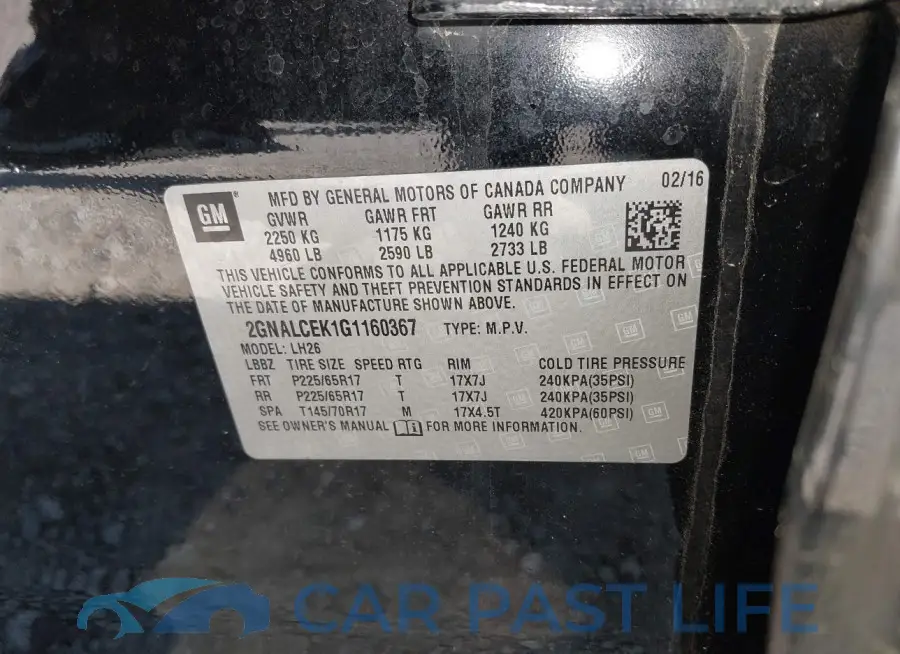 2GNALCEK1G1160367# 9