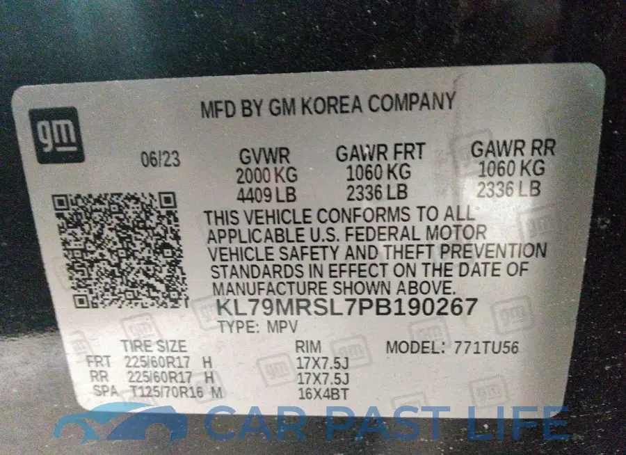 KL79MRSL7PB190267# 9