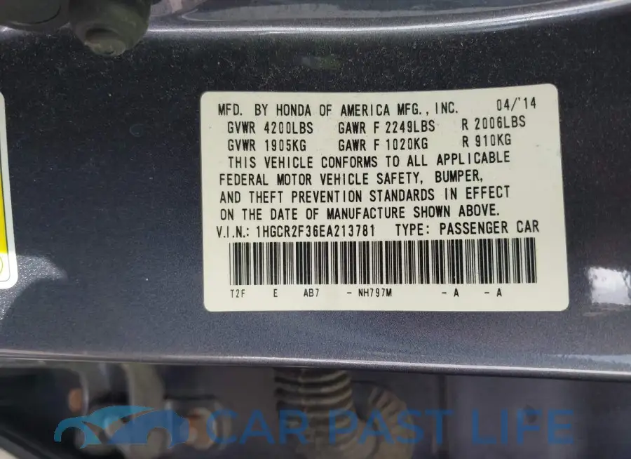 1HGCR2F36EA213781# 9