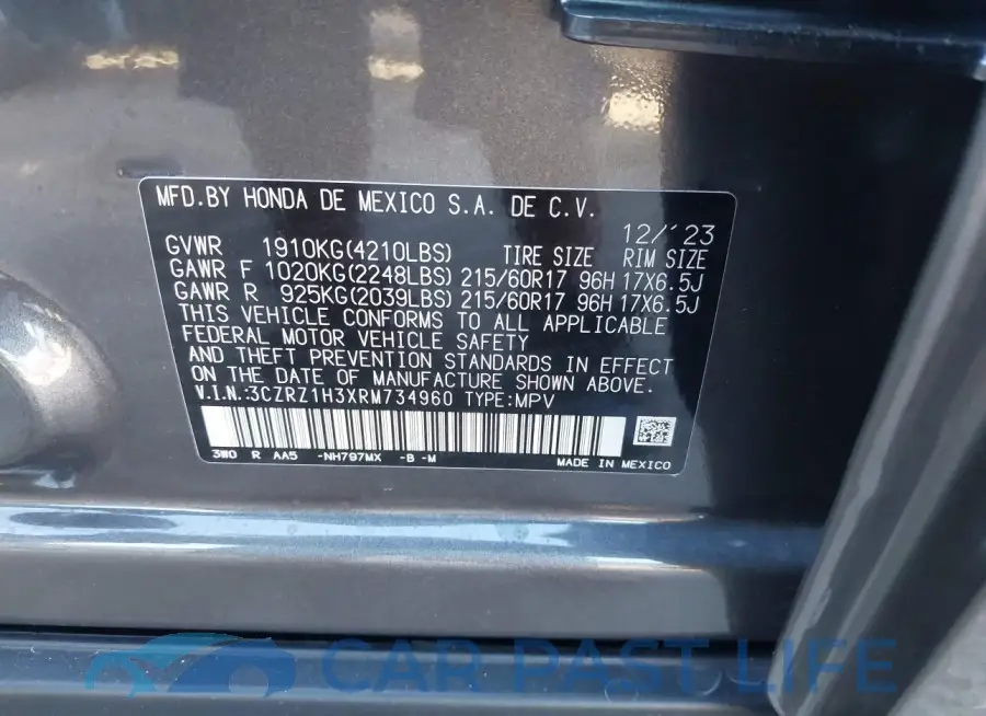 3CZRZ1H3XRM734960# 9