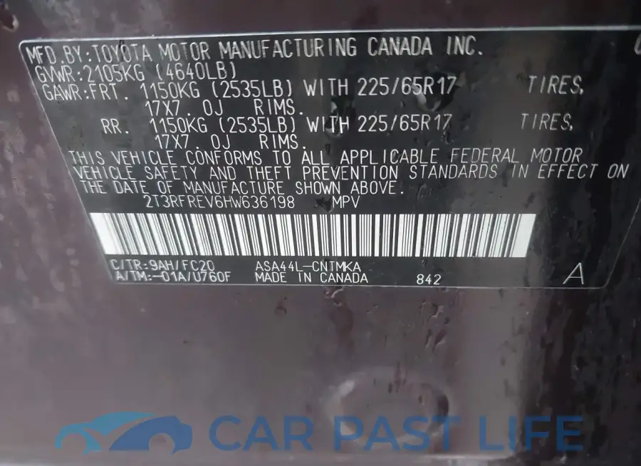 2T3RFREV6HW636198# 9