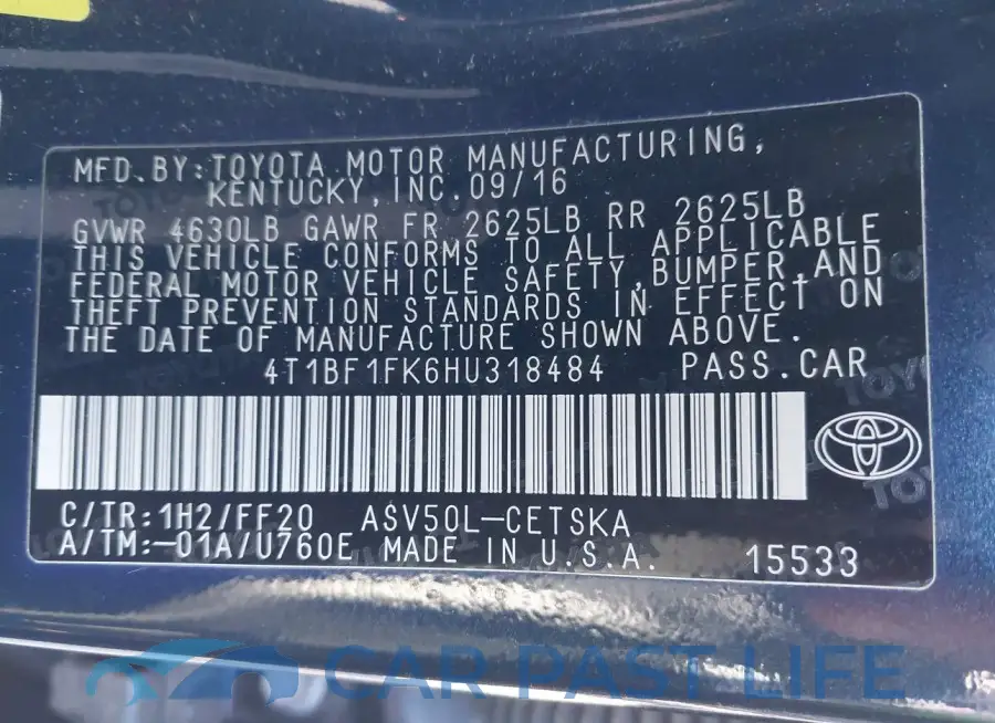 4T1BF1FK6HU318484# 9