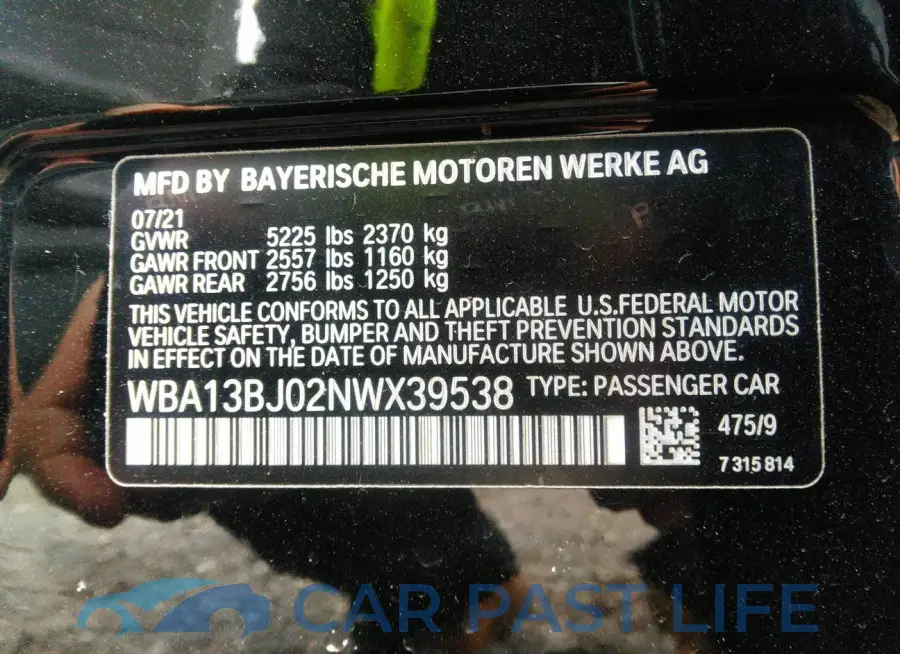 WBA13BJ02NWX39538# 9