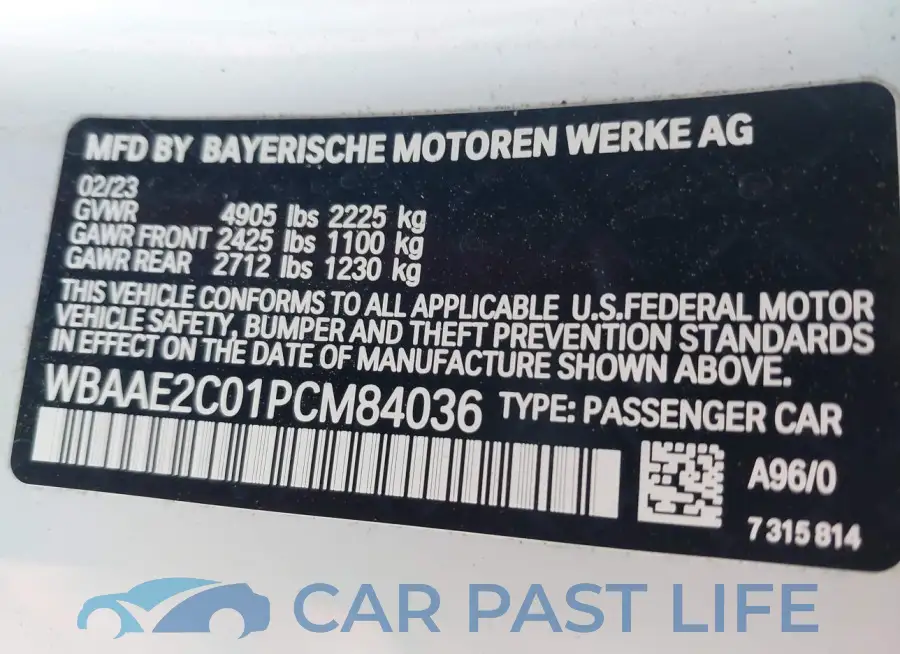 WBAAE2C01PCM84036# 9