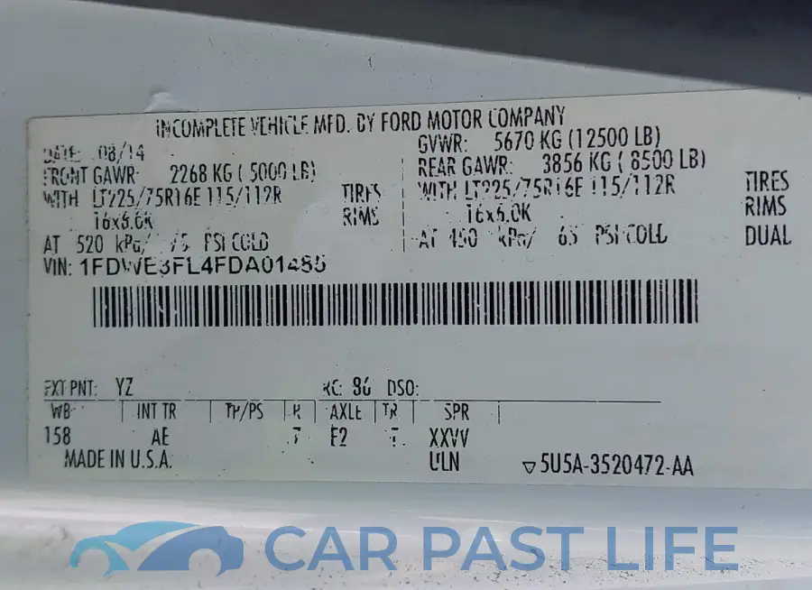 1FDWE3FL4FDA01485# 8
