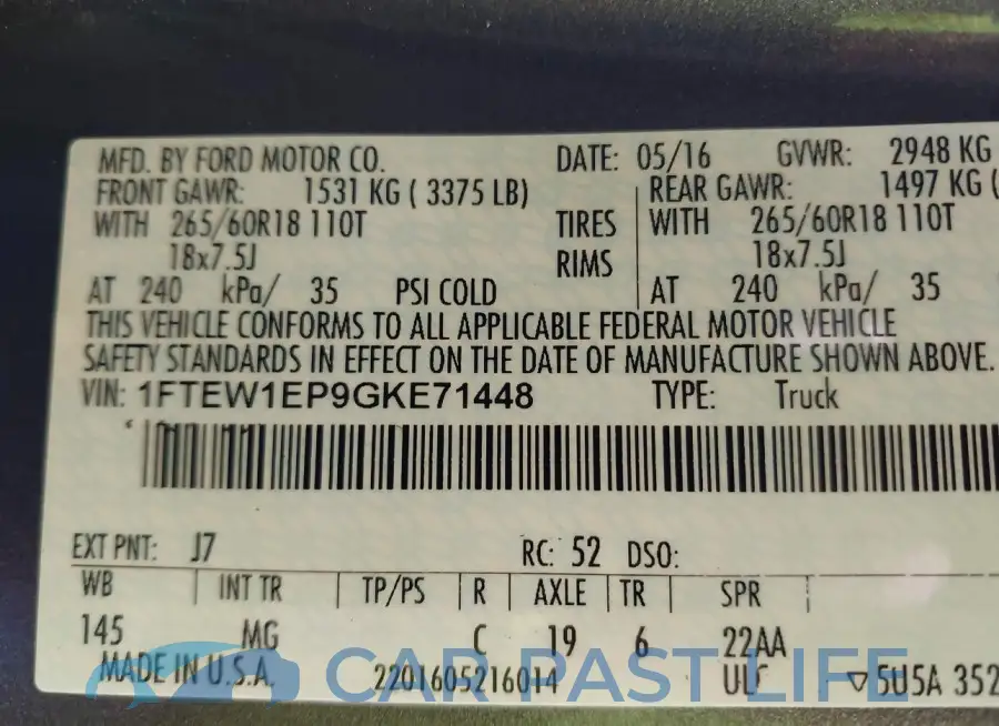 1FTEW1EP9GKE71448# 9