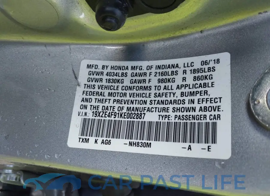 19XZE4F91KE002887# 9