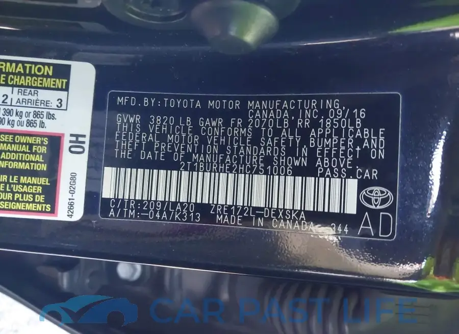 2T1BURHE2HC751006# 9