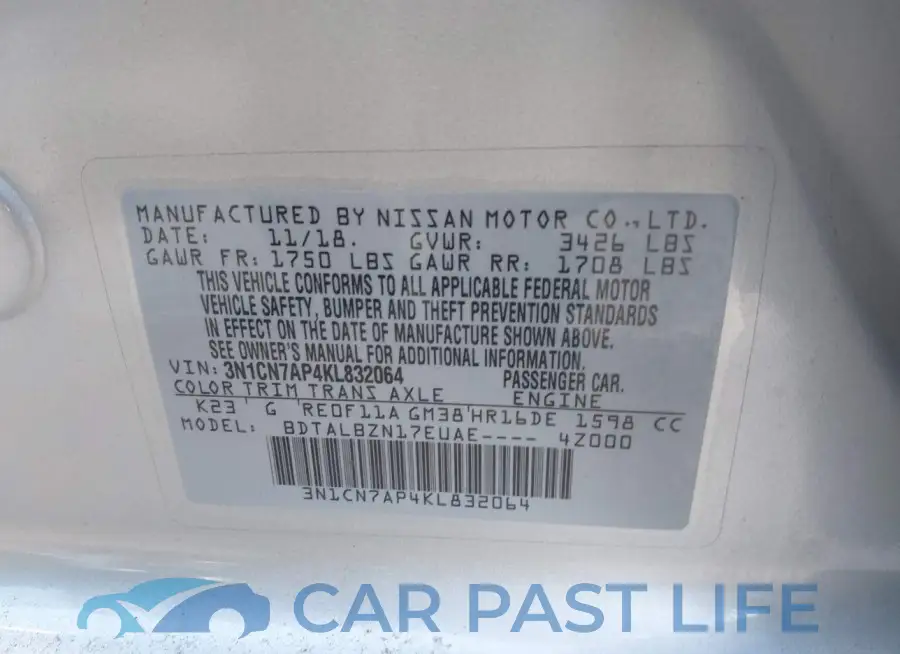 3N1CN7AP4KL832064# 9