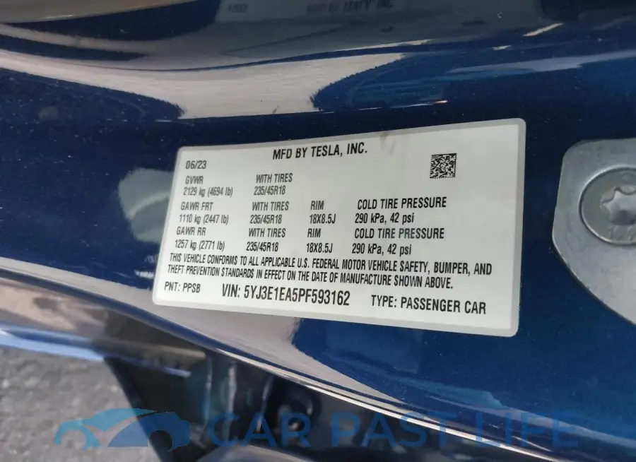 5YJ3E1EA5PF593162# 9