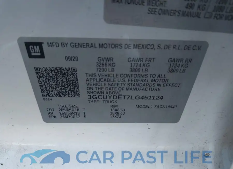 3GCUYDET7LG451124# 9