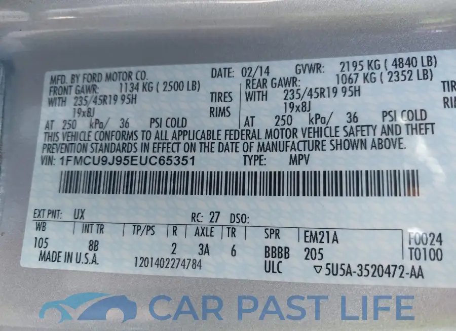 1FMCU9J95EUC65351# 9