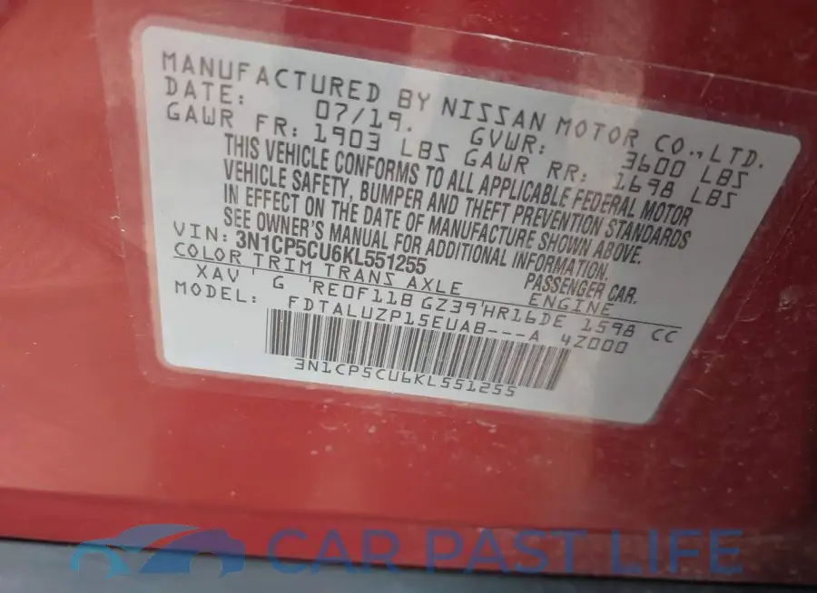 3N1CP5CU6KL551255# 9
