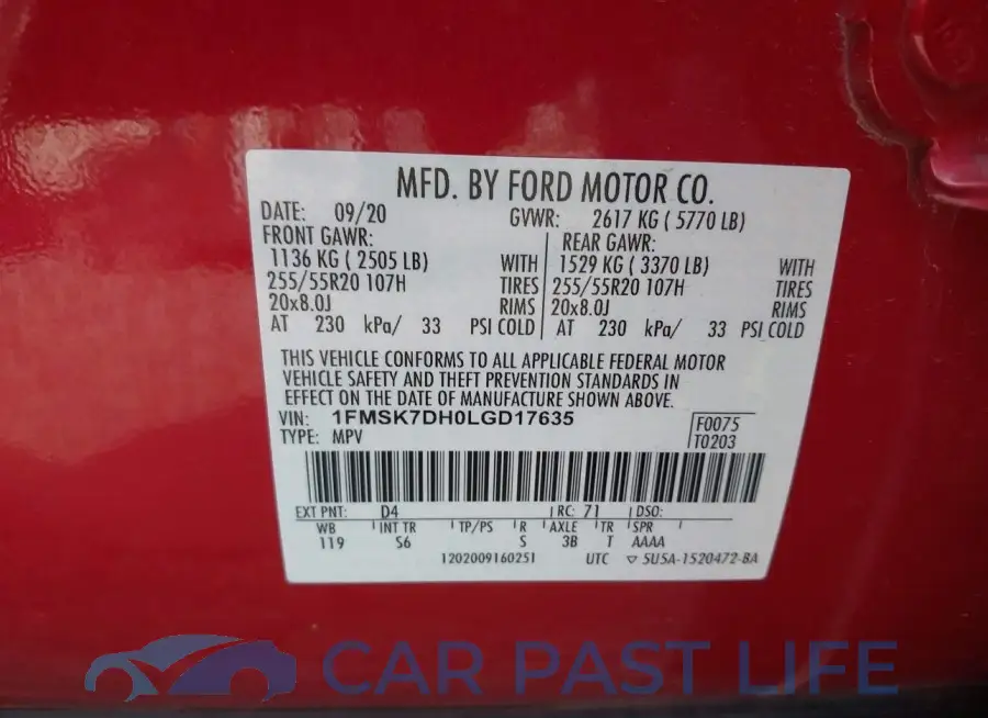 1FMSK7DH0LGD17635# 9