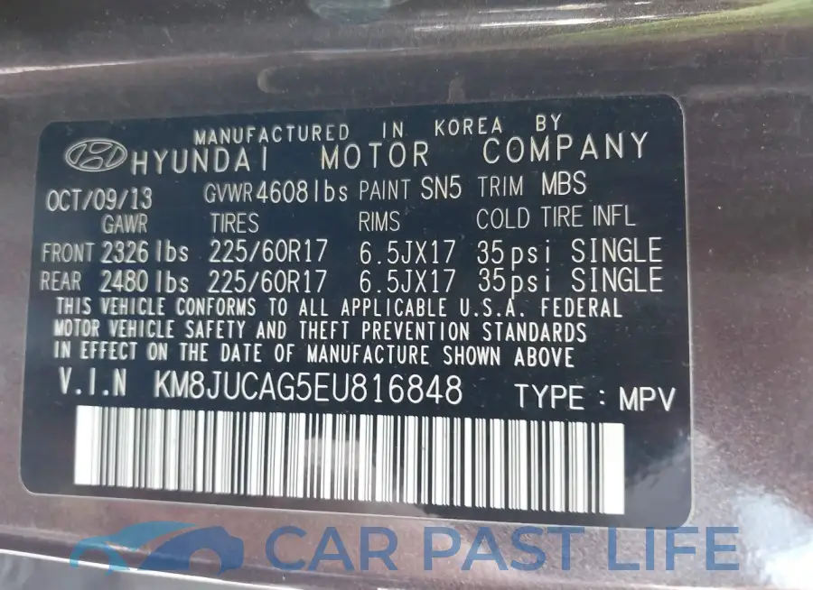 KM8JUCAG5EU816848# 9