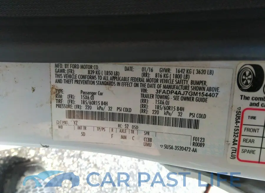 3FADP4AJ7GM154407# 9