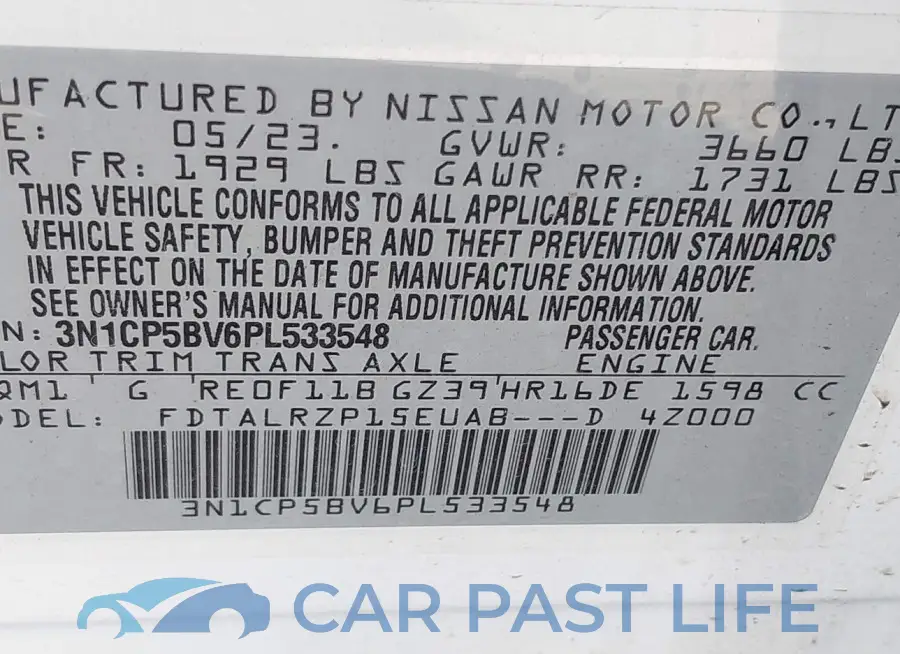 3N1CP5BV6PL533548# 9