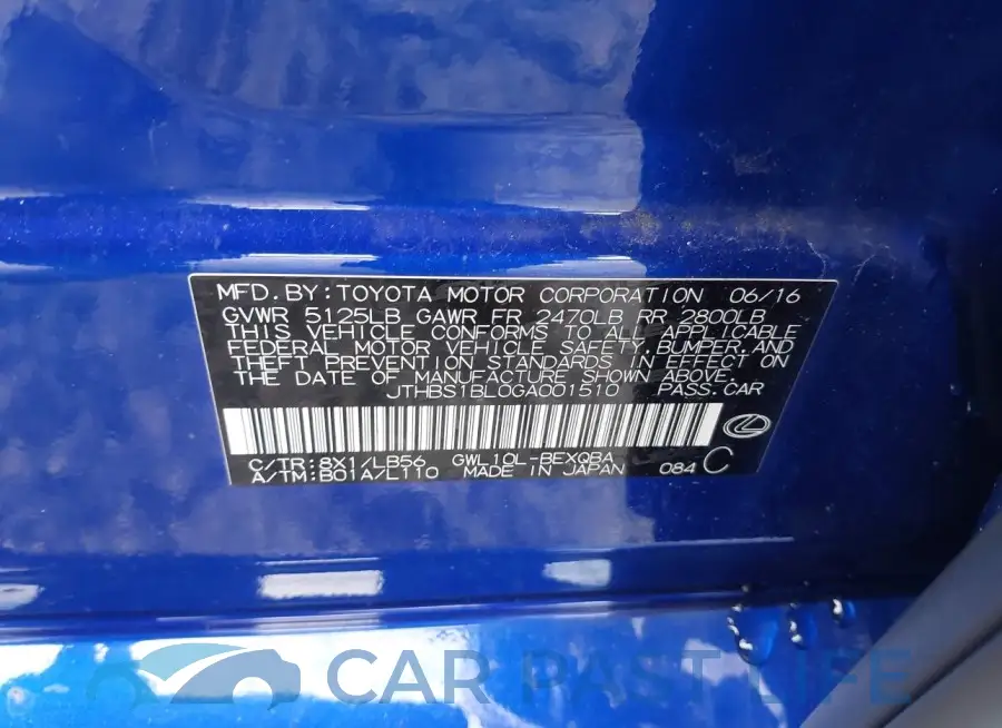 JTHBS1BL0GA001510# 9