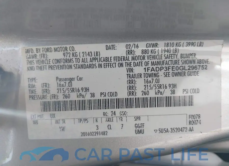 1FADP3FE0GL296752# 9