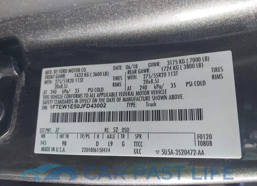1FTEW1E50JFD43002# 9