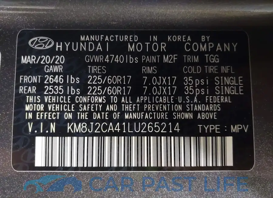 KM8J2CA41LU265214# 9
