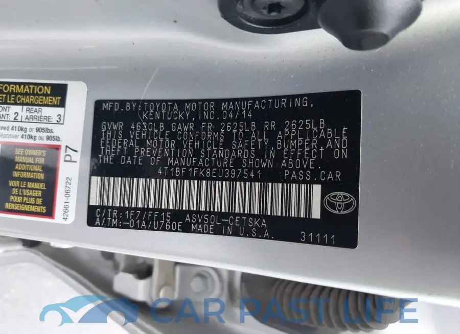 4T1BF1FK8EU397541# 9