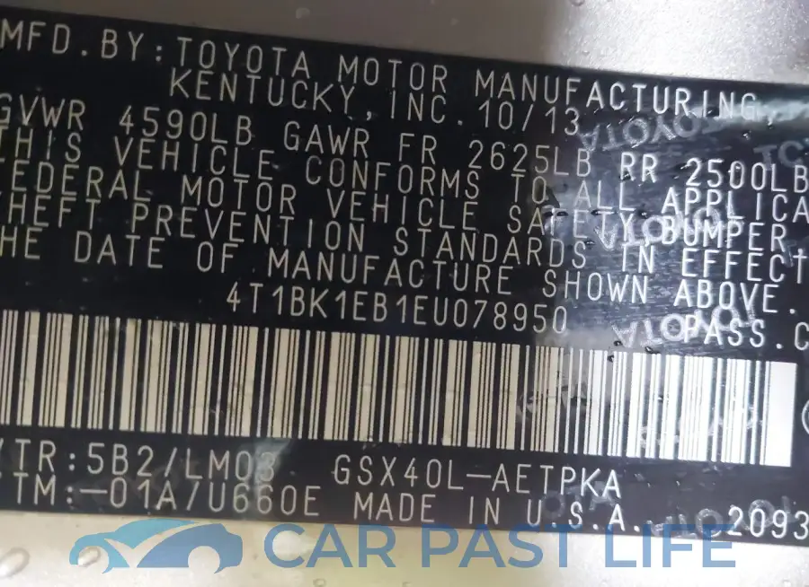 4T1BK1EB1EU078950# 9
