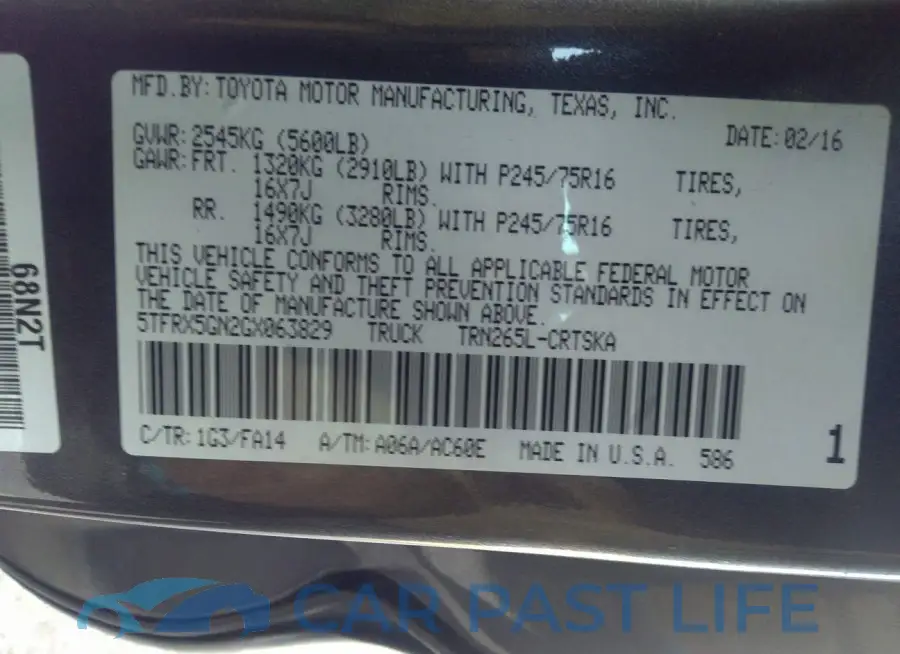 5TFRX5GN2GX063829# 9
