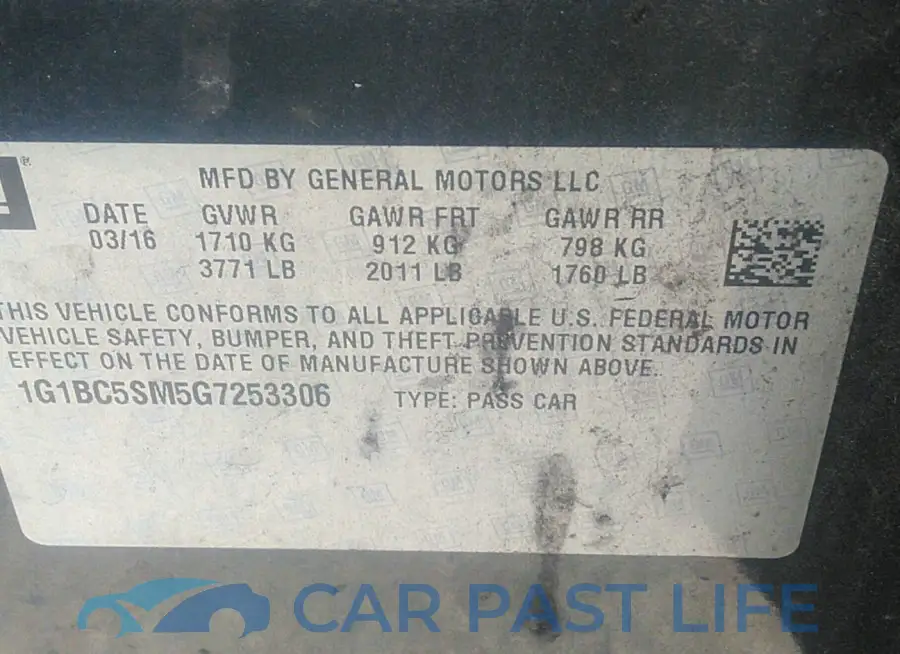 1G1BC5SM5G7253306# 9