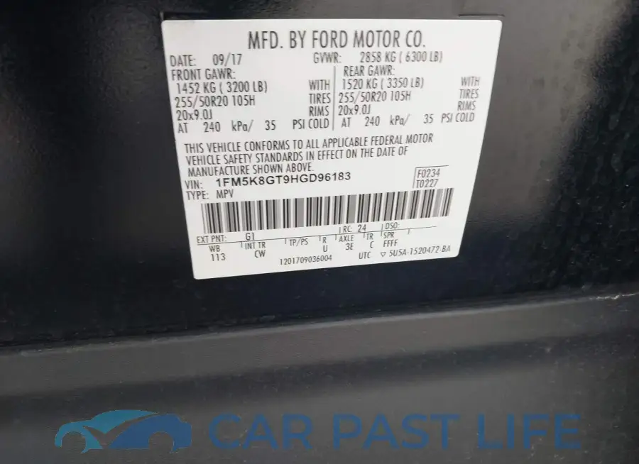 1FM5K8GT9HGD96183# 9