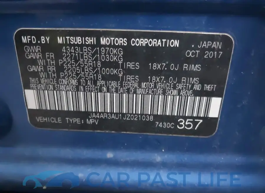 JA4AR3AU1JZ021038# 9