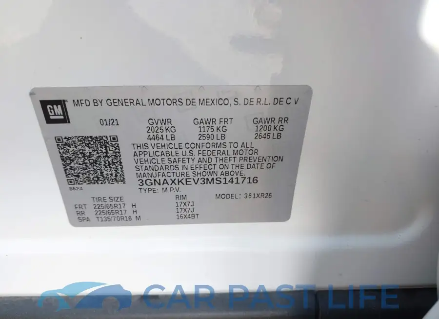 3GNAXKEV3MS141716# 9